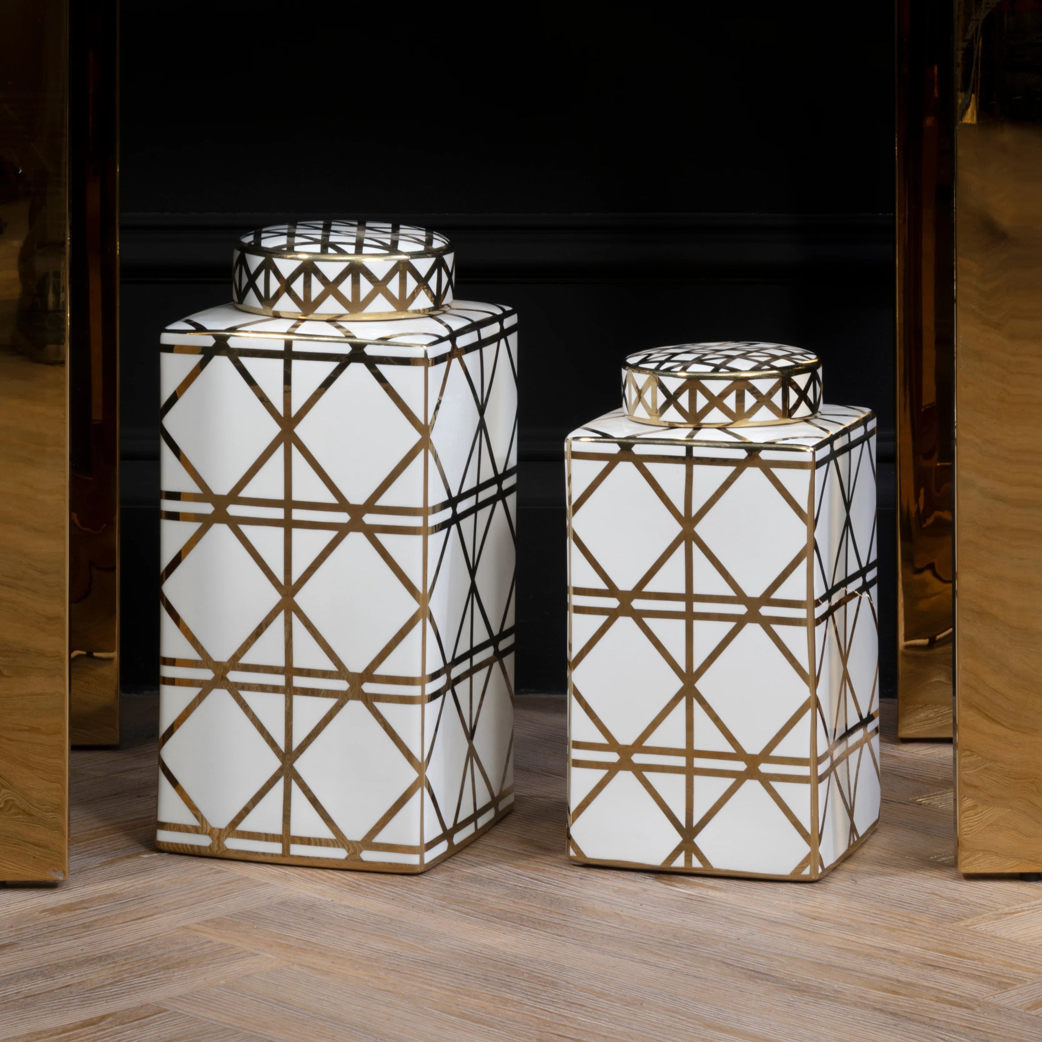 Merola White & Gold Ceramic Jar | Small